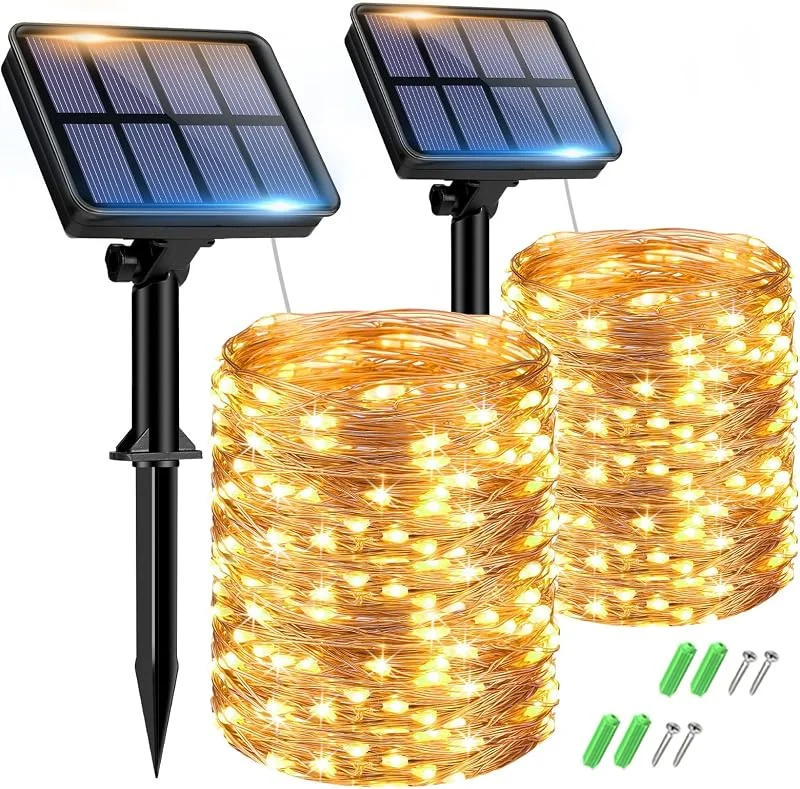 Visita la tienda de btfarm btfarm 2 Piezas Guirnaldas Luces Exterior Solar, 15M 150LED Guirnalda Solar — Luces Navidad