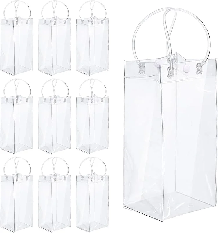 Dilireba 10 Piezas Champán Pvc Transparente, Bolsa Hielo Con Asa Con Botones — Vino y mesa festiva