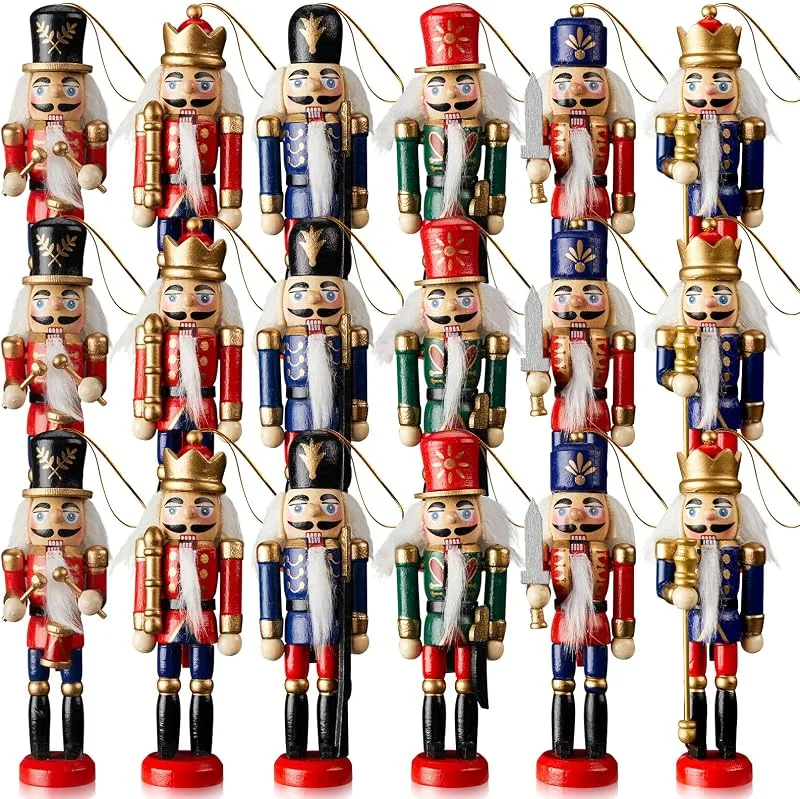 Aoriher 24 adornos de cascanueces de Navidad pequeños de madera para colgar de soldado cascanueces, adorno de Navidad para decoración de figuras de Navidad (estilo clásico) — Decoracion Navidad