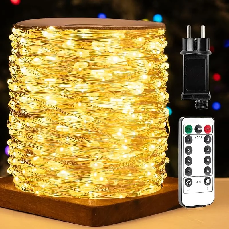 Visita la tienda de ZELUXDOT 600 luces LED, 60m, exteriores. Impermeables y de cobre, con 8 modos ajustables por control remoto. Ideales para dormitorios, patios, jardines, bodas, fiestas y árboles de Navidad. — Luces Navidad