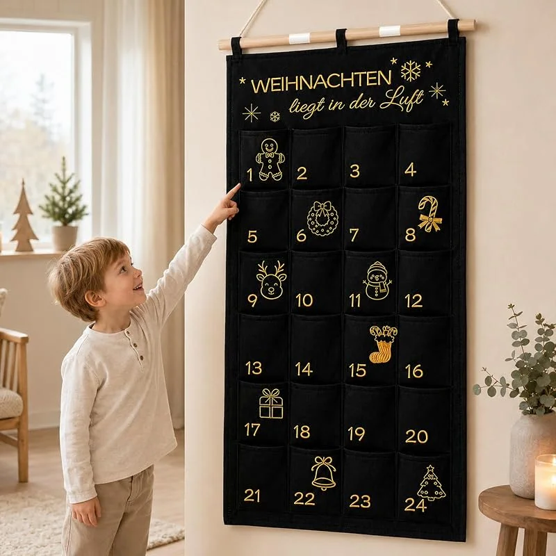 ROEOWENE XXL Calendario de Adviento 2026 para Rellenar 120x60cm, Tela — Adviento y mesa