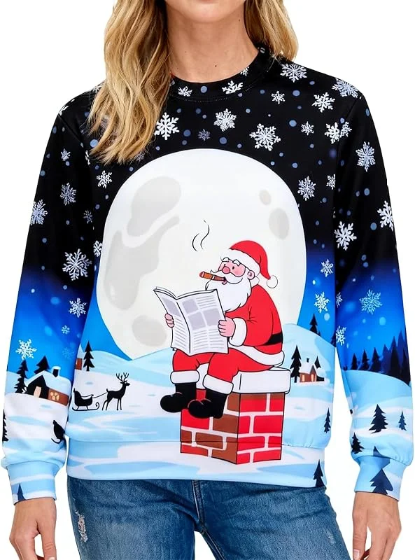 SERTAS Jersey de Navidad unisex feo Ugly Christmas Sweater Hombre Mujer Impresión 3D Jersey Navidad Hombre — Ropa Navidad