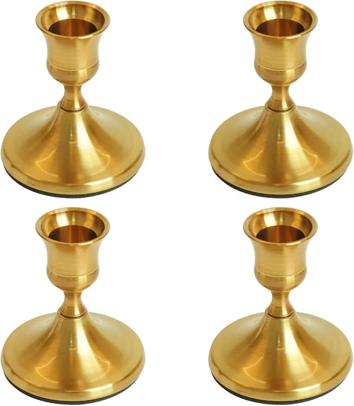 Visita la tienda de KRIPINC Vintage Juego de 4 Portavelas, para Vela Cónica de 2.2cm, Dorado — Cena a la luz de velas