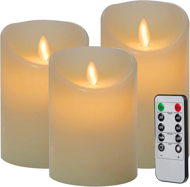 CPROSP 3pcs Velas LED con Mando a Distancia 7, 5 x 10, 12, 5, 15 cm — Luces Navidad