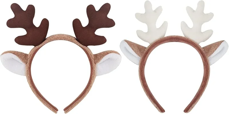 ZXTGBQ Ciervo Traje Tocado Diadema, Diadema de Reno con Orejas, Cuernos de Animal, tocado de Navidad, tiara con orejas y cuernos, Halloween Cosplay, para Carnaval Disfraz Fiesta — Ropa Navidad