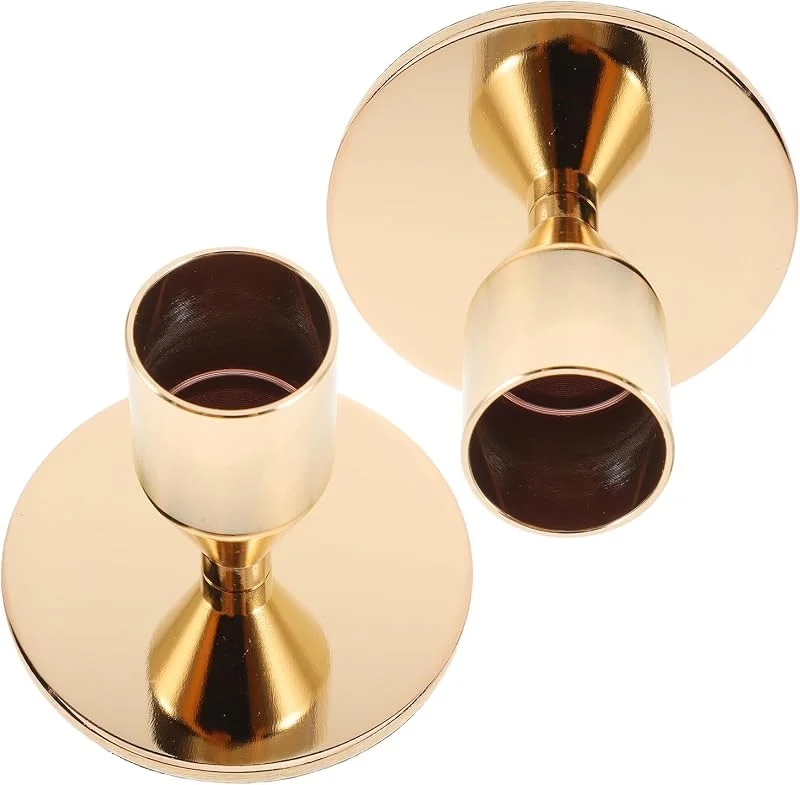 PRETYZOOM 2 Piezas Candelabro de Metal Dorado para Mesa, Base Estable — Cena a la luz de velas