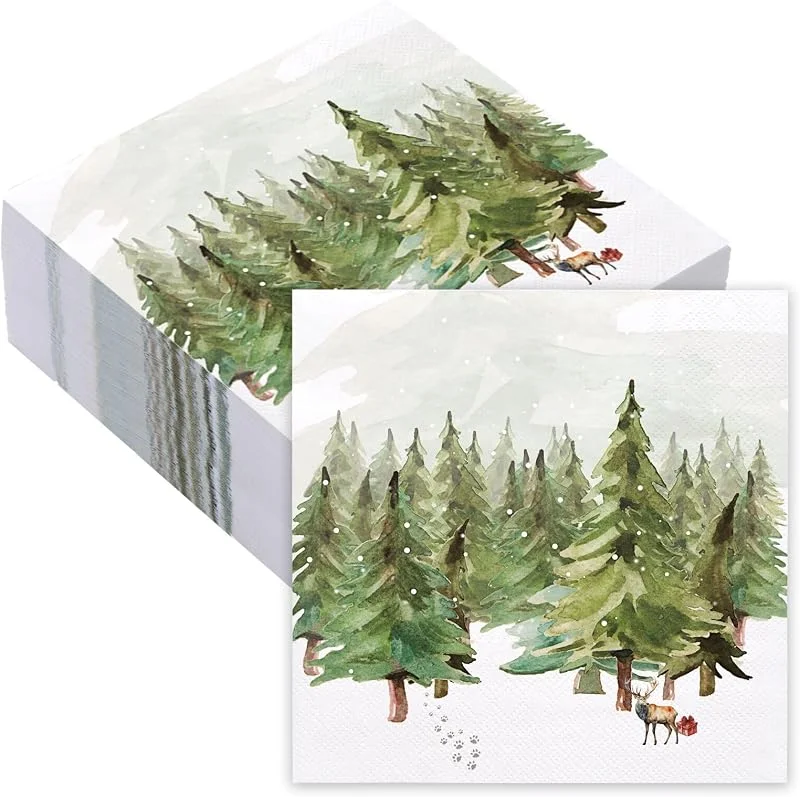 Visita la tienda de RUSPEPA RUSPEPA 50 Servilletas De Árbol De Navidad - Servilleta De Papel Desechable De 3 Capas, Árbol De Navidad con Reno - 16, 5x16, 5 Cm, 33x33 Cm (Desplegada) — Adviento y mesa