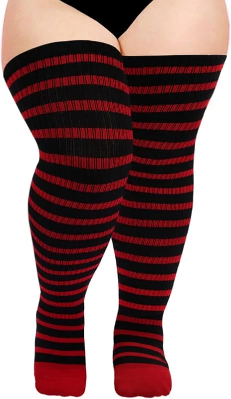Visita la tienda de Moon Wood Moon Wood Medias Largas Mujer Talla Grande - Algodón Elástico, Yoga, Deporte, Halloween - Hasta 89 cm Muslo — Ropa Navidad