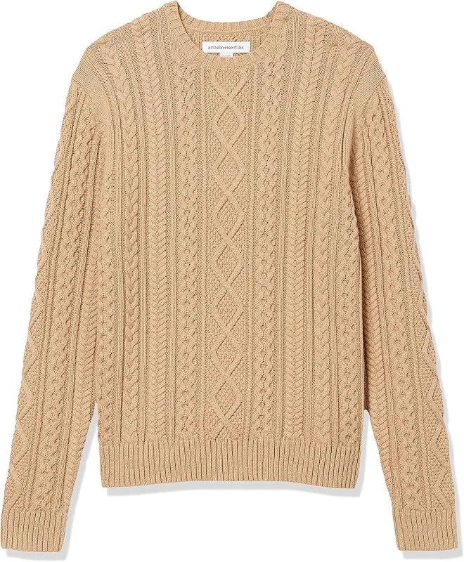 Visita la tienda de Amazon Essentials Amazon Essentials Hombre Jersey de Manga Larga 100% de Algodón con Trenzado Aran y Cuello Redondo — Ropa Navidad