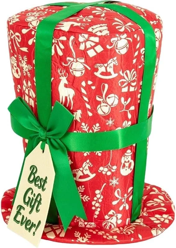 Casiler Gorro De Copa Rojo Y Verde para Fiesta De Navidad, Gorro De Papá Noel con Lazo 3D para Adultos, Divertido Gorro para Fiesta De Navidad, Gorro Gracioso para Fiesta De Papá Noel, Elegante para — Ropa Navidad