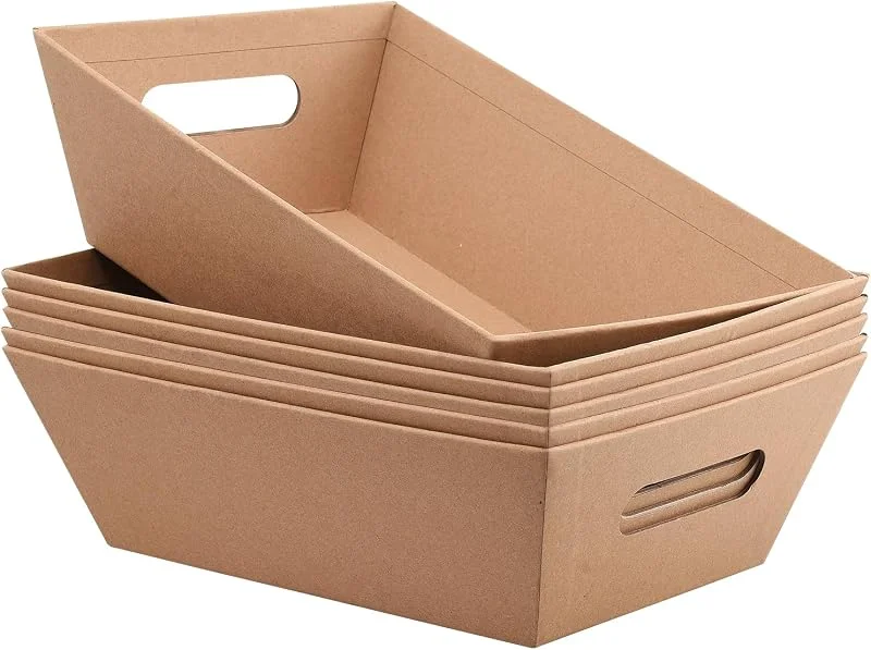 OuroDyn Pack de 6 Cajas para Regalos Originales Vacias con Asas Grandes sin Tapa Respetuosa con El medio Ambiente Cestas de Regalo de Cartón para Cumpleaños Bodas Navidad Pascua Vacaciones — Envoltorio regalo