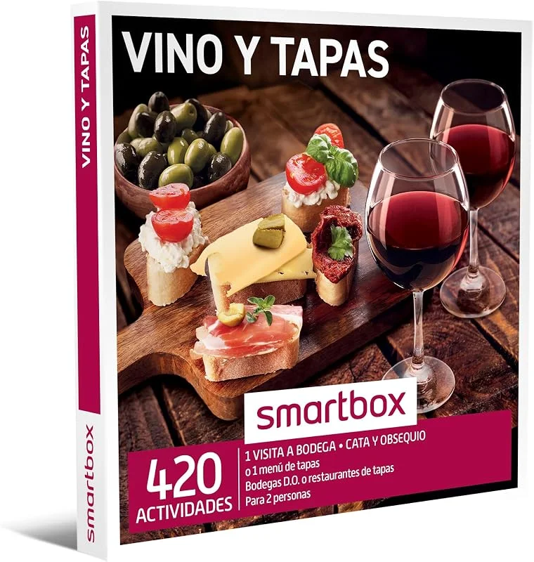 Visita la tienda de Smartbox Smartbox - Caja Regalo Vino y Tapas - Idea de Regalo Vino - Visita a Bodega con cata y obsequio o menú de Tapas para 2 Personas — Vino y mesa festiva